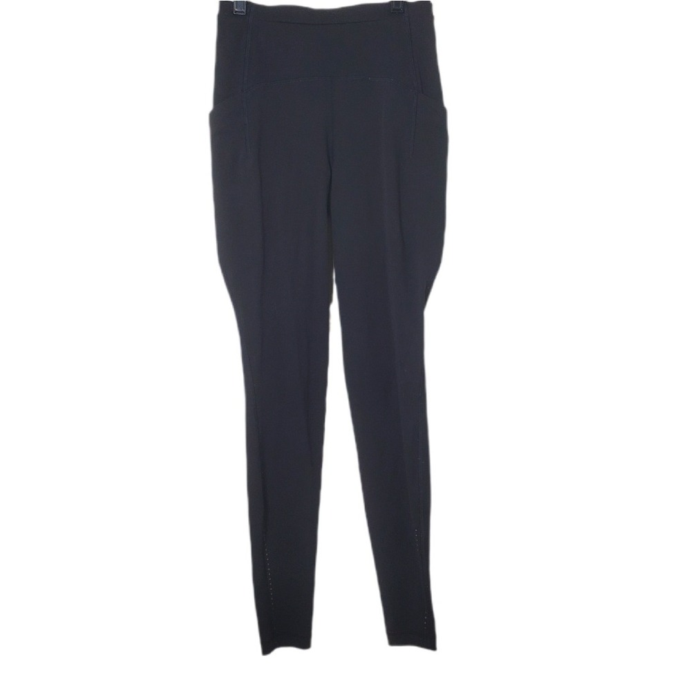 Lululemon Black Reflective Dot Leggings Side Pockets Size 4 High Rise Tights